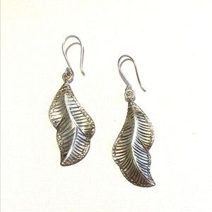 .925 Sterling Silver Feather Earrings-New with tags!
